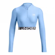 Koszulki sportowe damskie - Damski longsleeve treningowy Under Armour Heatgear Rib 1/4 Zip Ls - niebieski - UNDER ARMOUR - miniaturka - grafika 1