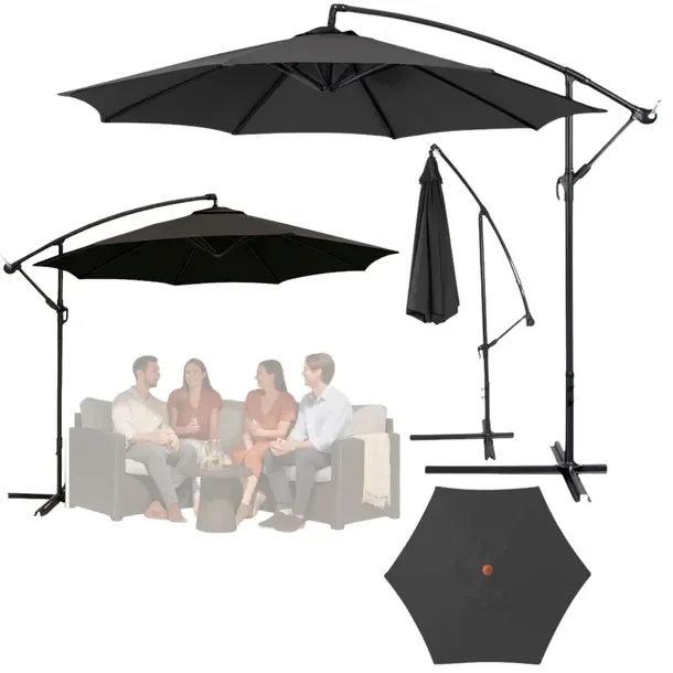 Parasol Ogrodowy 350 Cm Boczny Regulacja Pochylenia Czaszy Pokrowiec