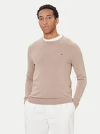 Swetry męskie - Tommy Hilfiger Sweter Essential Ssnl MW0MW39999 Beżowy Regular Fit - miniaturka - grafika 1
