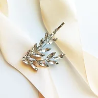 Ozdoby do włosów - Ozdobna wsuwka spinka do włosów z motywem listków efektowna błyszcząca - miniaturka - grafika 1