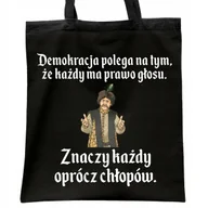 Torby i wózki na zakupy - Torba bawełniana czarna na zakupy 1670 Demokracja Polega Na Tym - miniaturka - grafika 1