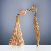 Zakładki do książek - Zakładka PREMIUM : kamień słoneczny : beż i złoto - miniaturka - grafika 1