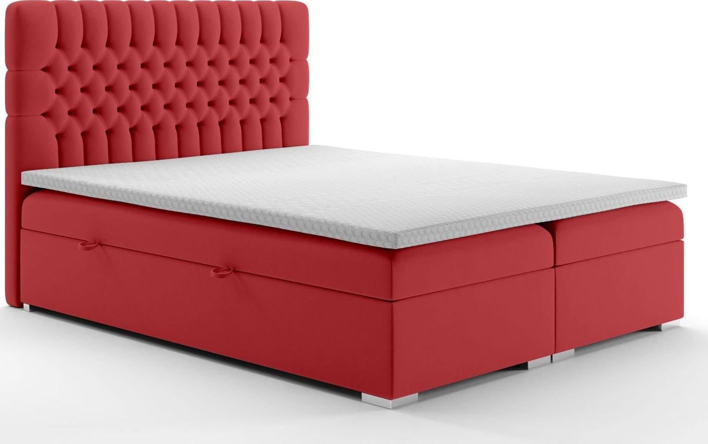 LAVERTO Łóżko kontynentalne RUBID 160x200 bordowe velvet z pojemnikiem