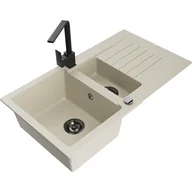 Zlewozmywaki z baterią - Mexen Matias zlewozmywak granitowy 1,5-komorowy z ociekaczem i baterią kuchenną Rita, beżowy - miniaturka - grafika 1