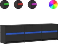 Szafki RTV - vidaXL Szafka pod telewizor z oświetleniem LED czarna 180x34x50 cm - miniaturka - grafika 1