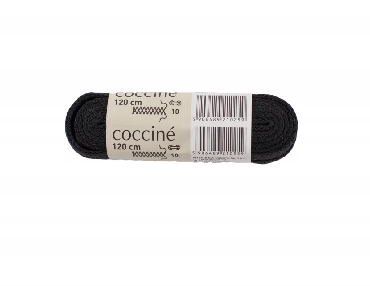 Sznurówki bawełniane płaskie czarne sznurowadła 7 mm COCCINE 120 cm