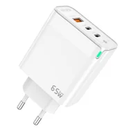 Ładowarki do telefonów - SZYBKA ŁADOWARKA SIECIOWA 65W 3W1QC PD GaN MOCNA ŁADOWARKA - miniaturka - grafika 1