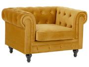 Fotele - Beliani Fotel welurowy żółty CHESTERFIELD - miniaturka - grafika 1