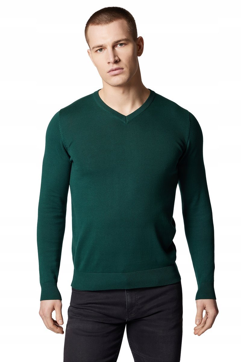 Sweter Męski Zielony Bawełniany V-neck Próchnik PM6 2XL