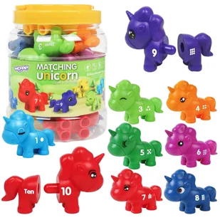 WOOPIE Figurki Montessori Zestaw Edukacyjny Jednorożce do Składania "Dopasuj Cyferki" 13 el. - Zabawki kreatywne - miniaturka - grafika 1