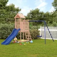 Place zabaw - vidaXL vidaXL Domek ze zjeżdżalnią i huśtawką, lite drewno daglezjowe - miniaturka - grafika 1
