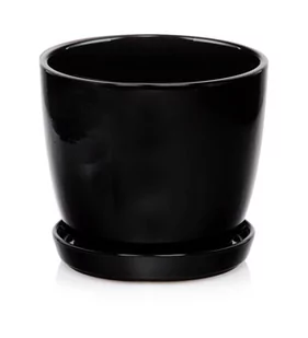 Okrągła Czarna Doniczka Z Podstawkiem 24X19 Cm - Donice - miniaturka - grafika 1