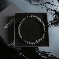 Bransolety męskie - CZACHY :skulls : turmalin, lawa, hematyt : glam rock : męska bransoletka - Pakamera - miniaturka - grafika 1