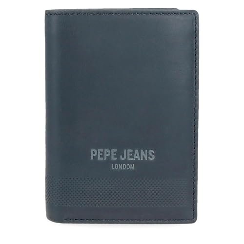 Pepe Jeans Głęboki pionowy portfel z portmonetką niebieski 8,5x11,5x1 cm Skóra by Joumma Bags, Niebieski, Talla única, Pionowy portfel z portfelem