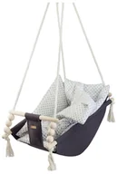 Leżaczki i huśtawki - Leżaczek bujak bujaczek hamak hamaczek huśtawka kołyska z kołderką (szary, szare karo) - miniaturka - grafika 1