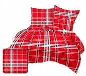 Pościel - pościel z flaneli 200x220 + 2x poszewka F 146-1 czerwona w kratkę - miniaturka - grafika 1