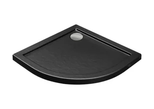 Brodzik półokrągły Besco Aron SlimLine 80x80x5,5 akryl czarny kamień BAA-80-NR-CN - Brodziki prysznicowe - miniaturka - grafika 1