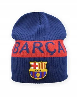 Czapka Zimowa Dla Dorosłych FC Barcelona Herb Logo Granatowa Napis Akrylowa - Czapki damskie - miniaturka - grafika 1
