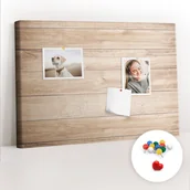 Tablice i flipcharty - Szkolna Tablica korkowa 60x40 cm, Kolorowe Pinezki, wzór Drewniana tekstura - miniaturka - grafika 1