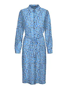 VERO MODA Vmnya Catch Ls Calf Shirt Dress WVN sukienka damska, Little Boy Blue/Aop: nuna, S - Sukienki - miniaturka - grafika 1