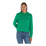 Bluzy damskie - TOMMY HILFIGER BLUZA DAMSKA Z KAPTUREM 1985 RLX MINI CORP L ZIELONA r.S - miniaturka - grafika 1