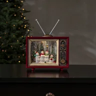 Ozdoby bożonarodzeniowe - Dekoracja świąteczna telewizor z bałwankami w brokatowym płynie Led VINTER na baterie - miniaturka - grafika 1