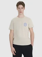 Koszulki męskie - T-shirt regular z nadrukiem męski 4F 4FWSS25TTSHM1980-83S Brązowy Roz. XL - miniaturka - grafika 1