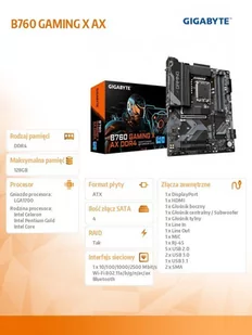 Płyta główna Płyta główna B760 GAMING X AX s1700 4DDR5 DP/HDMI ATX - Płyty główne - miniaturka - grafika 3