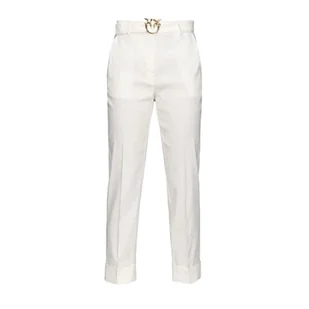 Pinko Plaza damskie spodnie lniane stretchowe, Z15_biały Nembo, 30 - Spodnie damskie - miniaturka - grafika 1