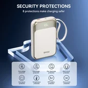 Powerbanki - BWOO P80 powerbank PD 20W 10000 mAh z kablem usb-c i wyświetlaczem złoty - miniaturka - grafika 1