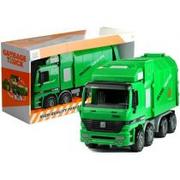 Samochody i pojazdy dla dzieci - Lean Toys Zielona śmieciarka duża otwierana przypinany kosz - miniaturka - grafika 1