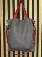 Torebki damskie - Torba na ramię XL - szary, bordo - miniaturka - grafika 1