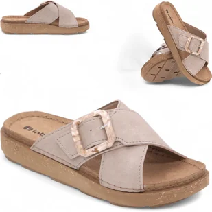 Klapki damskie Skórzana wkładka regulowane klamry lekkie Inblu Szare 40 - Klapki i japonki damskie - miniaturka - grafika 1