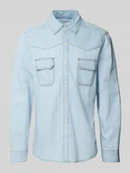 Koszule męskie - Koszula jeansowa o kroju regular fit z mieszanki bawełny w stylu western - miniaturka - grafika 1