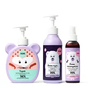 Kosmetyki kąpielowe dla dzieci - YOPE Zestaw 3 naturalnych kosmetyków dla dzieci: mydło do rąk, ulradelikatny szampon, spray do rozczesywania włosów - miniaturka - grafika 1