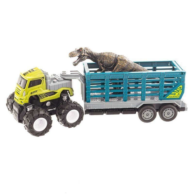 DLA DZIECI SAMOCHOD Z PRZYCZEPA I DINOZAUREM