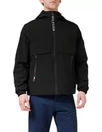 Kurtki męskie - Tommy Hilfiger Męska kurtka z kapturem Th Protect Sail tkana, Czarny, XL - miniaturka - grafika 1