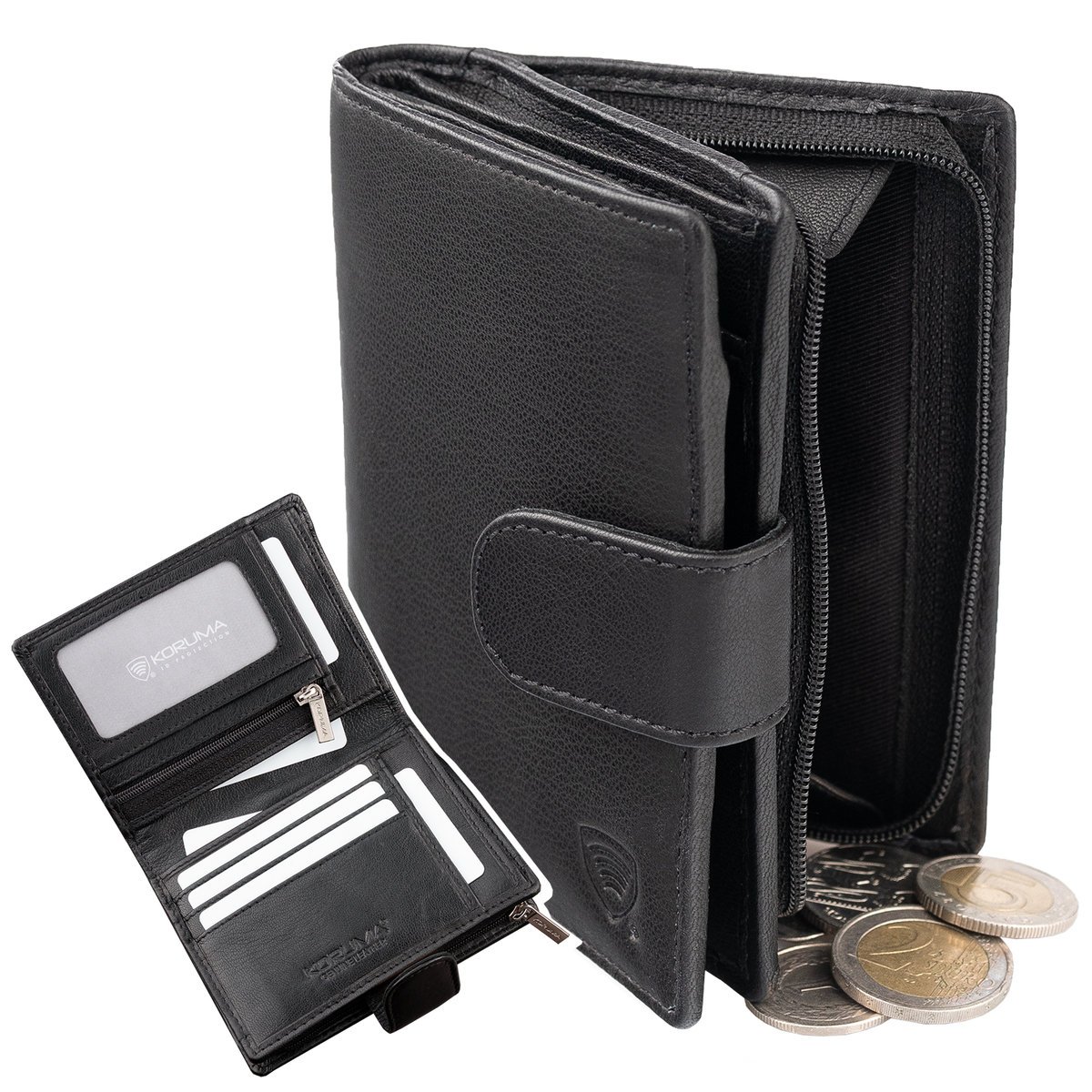 Koruma, Portfel męski skórzany, SM-906GBL, czarny, antyRFID