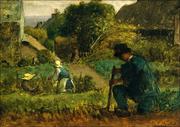 Plakaty - Garden Scene, Jean-François Millet - plakat Wymiar do wyboru: 40x30 cm - miniaturka - grafika 1