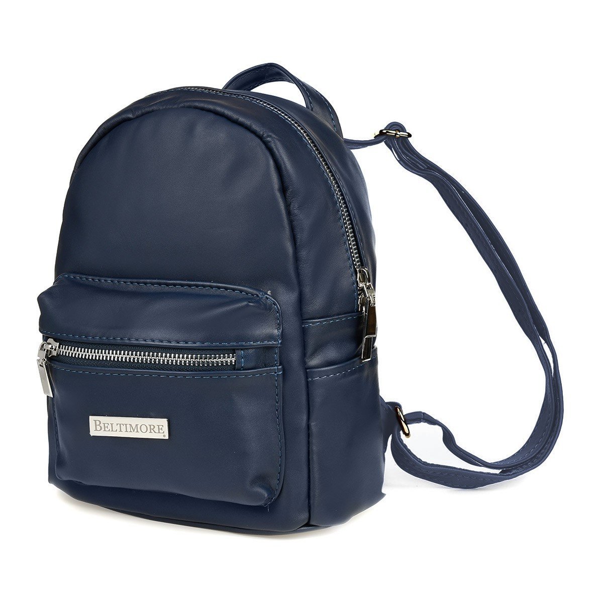 Granatowy damski plecak skórzany mały A5 Beltimore solidny F69 granatowy