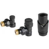 Zawory i kraniki - Zestaw termostatyczny kątowy czarny - miniaturka - grafika 1