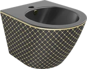 Bidety - Mexen Lena bidet wiszący, czarny mat/złoty wzór kratka - 35224879 - miniaturka - grafika 1