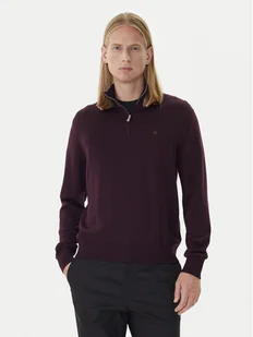Calvin Klein Sweter LV04LD318G Bordowy Regular Fit - Swetry męskie - miniaturka - grafika 1