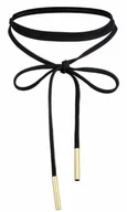 Naszyjniki - Naszyjnik złoty czarny choker tasiemka rzemyk boho - miniaturka - grafika 1