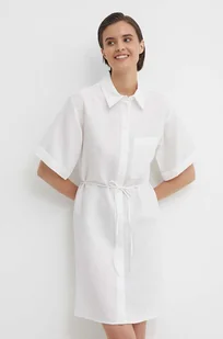 Calvin Klein sukienka z domieszką lnu kolor biały mini oversize K20K206697 - Sukienki - miniaturka - grafika 1