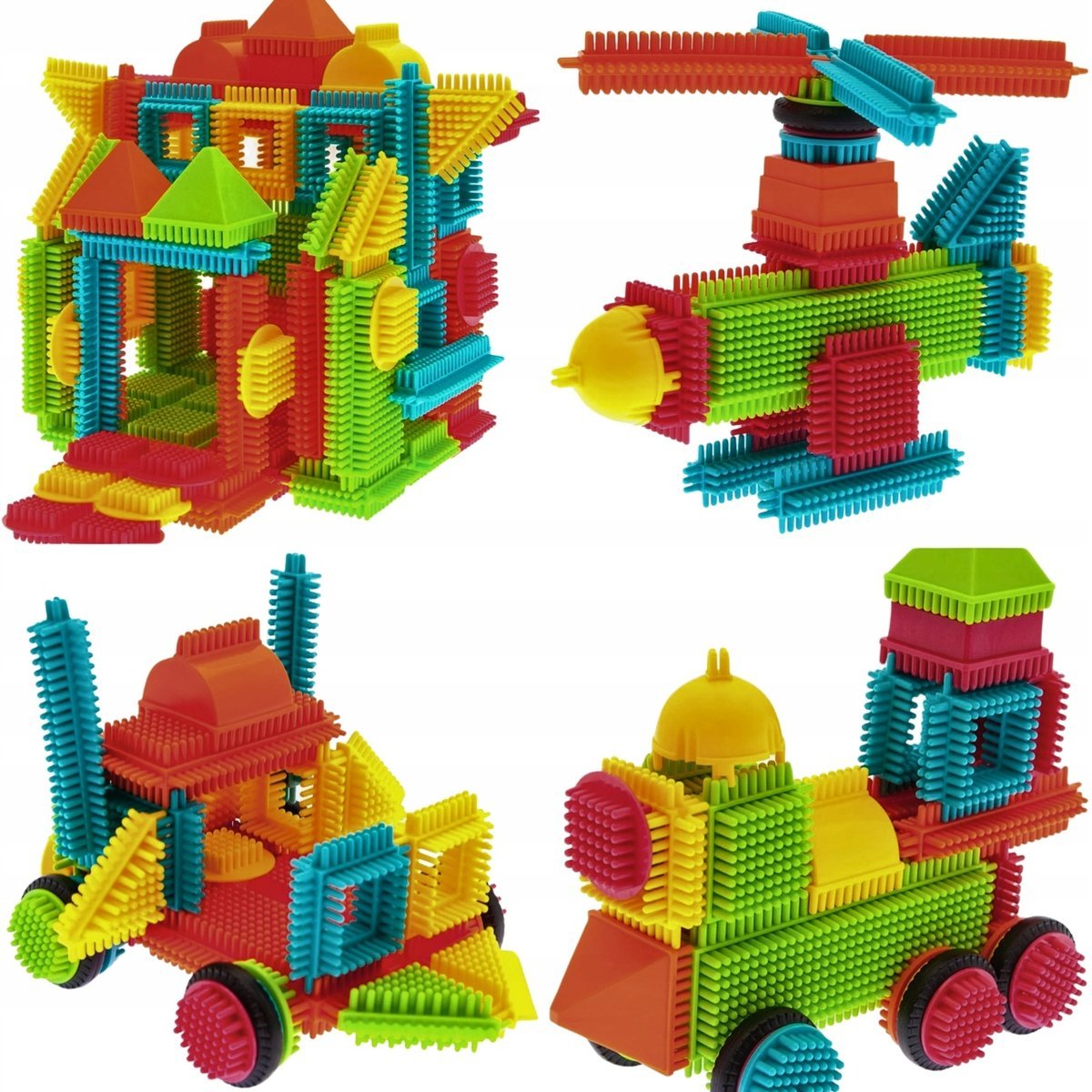 Klocki Konstrukcyjne Kolorowe Wafle Jeżyki dla Dzieci Mocne Wiaderko XXL