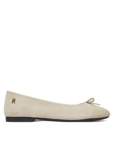 Tommy Hilfiger Baleriny Toe Cap Suede Ballerina FW0FW08909 Beżowy - Baleriny - miniaturka - grafika 1