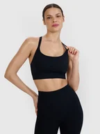 Bielizna sportowa damska - 4F Biustonosz do jogi i pilatesu z niskim wsparciem - czarny XS/S - miniaturka - grafika 1