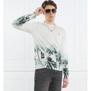 GUESS Sweter TYSON LS CN ALLOVER | Regular Fit - Swetry męskie - miniaturka - grafika 1