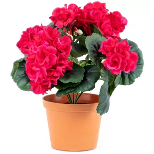 Sztuczny kwiat Pelargonia w doniczceróżowy, 26 x 10 x 10 cm - Sztuczne kwiaty - miniaturka - grafika 1